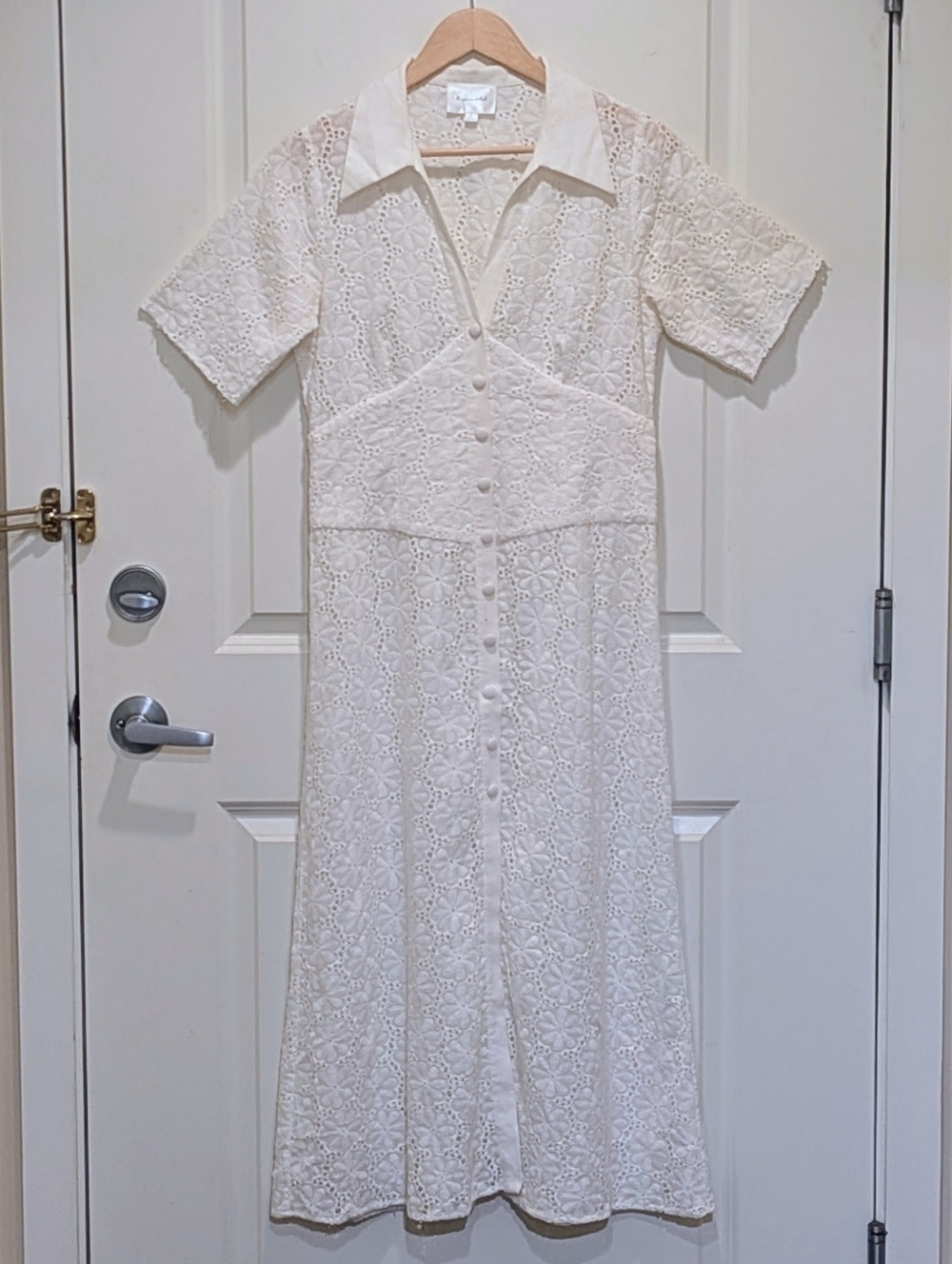EUC Line and Dot M Lydia White Eyelet Button Front Sundress